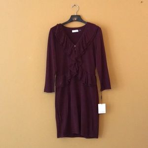 Burgundy Calvin Klein dress.